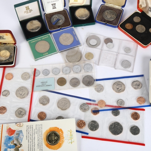 405 - Various coins and medallions, including 2 x cased silver London County Council Bowls Championships m... 