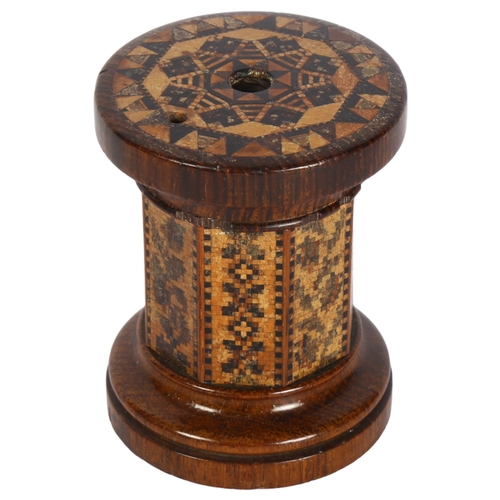 407 - A Victorian Tunbridge Ware sealing waxer, attributed to Edmond Nye, circa 1860, H7.5cm