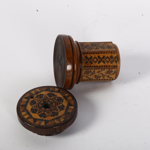 407 - A Victorian Tunbridge Ware sealing waxer, attributed to Edmond Nye, circa 1860, H7.5cm