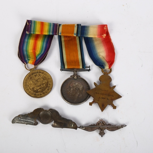 408 - A First World War medal trio to L-9115 Pte H W Bedwell East Kent Regiment, unmarked silver American ... 