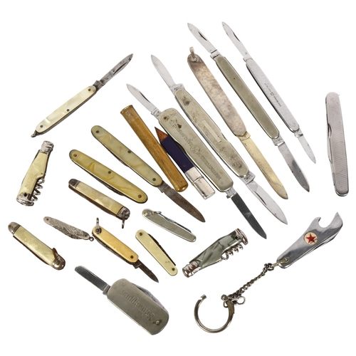 440 - Various penknives, including novelty Champagne bottle example