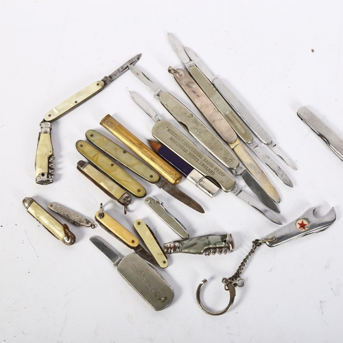 440 - Various penknives, including novelty Champagne bottle example