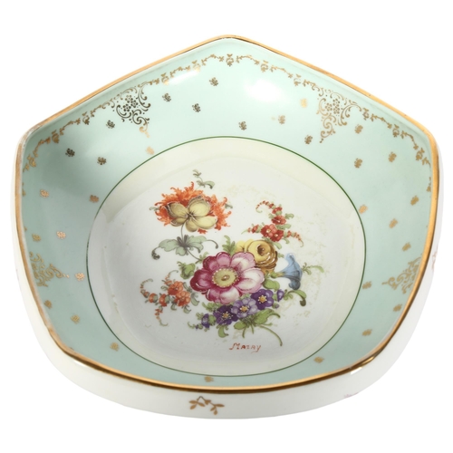 444 - LIMOGES - a hand painted floral decorated Limoges bowl, in hardwood presentation box