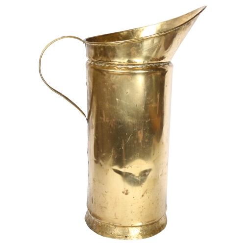 455 - A large French copper umbrella stand, in the form of a jug or tankard, height 57cm