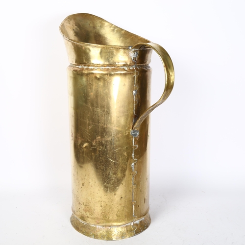 455 - A large French copper umbrella stand, in the form of a jug or tankard, height 57cm