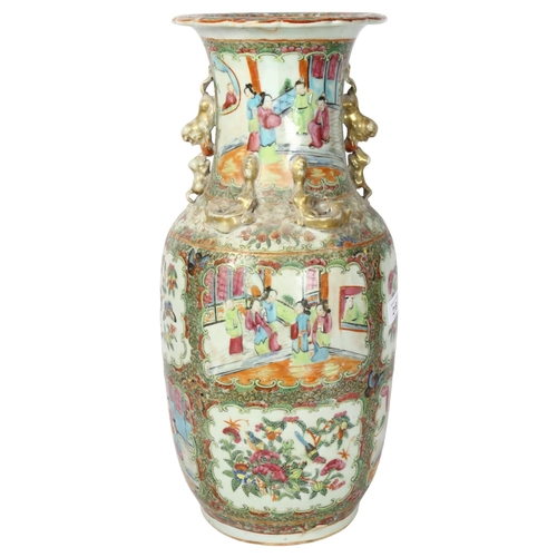 459 - A large Chinese Canton baluster vase, with applied decoration, H45cm