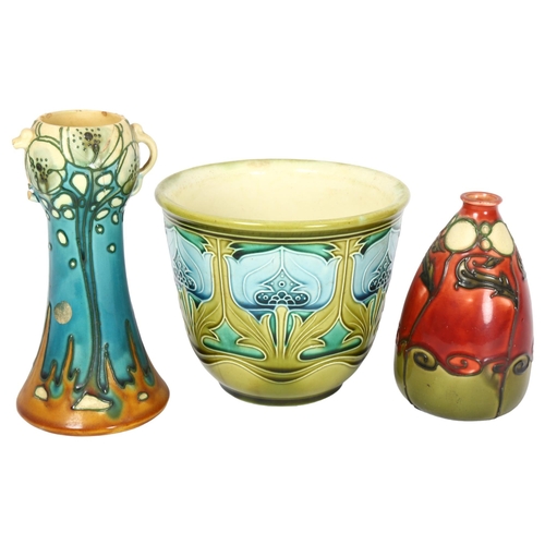 463 - MINTON LTD - a group of 3 Victorian Minton's Secessionist pottery pieces, including flower vase no. ... 