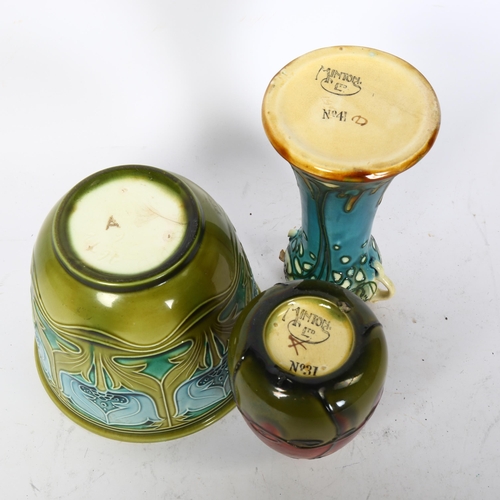 463 - MINTON LTD - a group of 3 Victorian Minton's Secessionist pottery pieces, including flower vase no. ... 