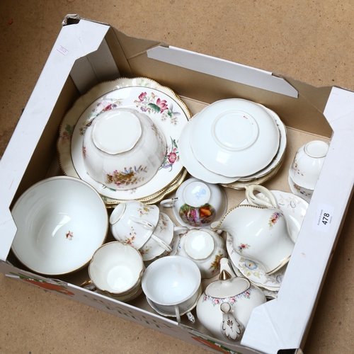 478 - A quantity of early 20th century ceramics, including various cups, teapots and saucers etc