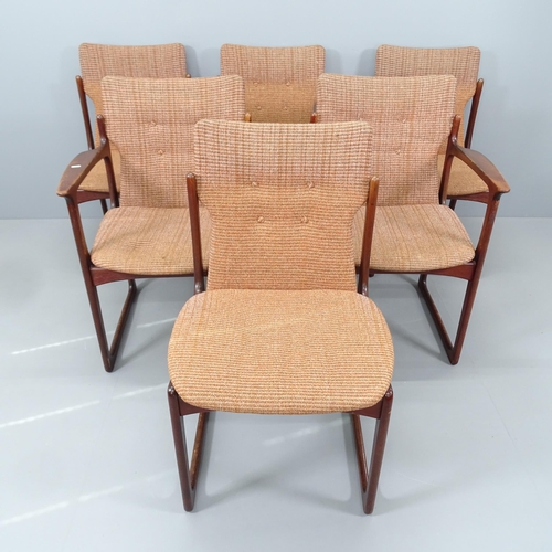 2195 - A set of six Danish style teak and upholstered dining chairs (4+2)