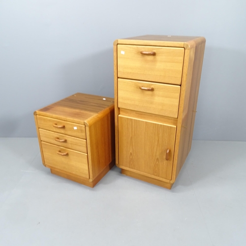 2211 - Two similar modern teak office cabinets, largest 43x95x49cm.