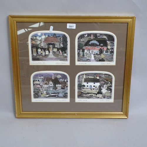 2801 - Graham Clarke, group of 4 artist's proof coloured etchings, mounted in single frame, to included mor... 