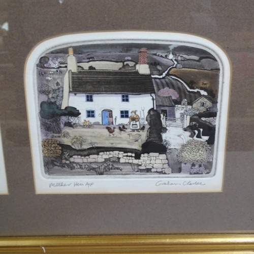 2801 - Graham Clarke, group of 4 artist's proof coloured etchings, mounted in single frame, to included mor... 