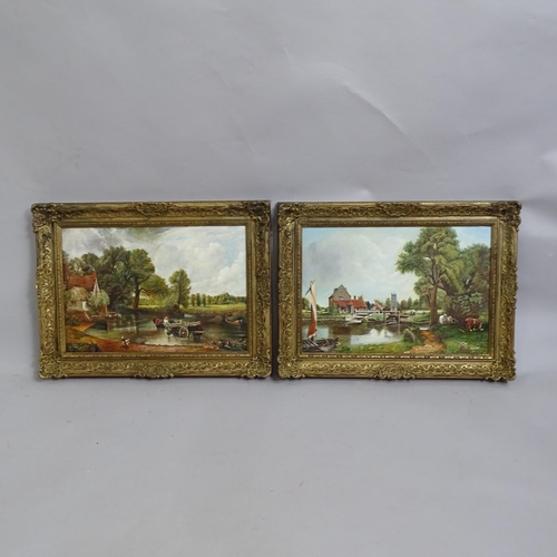 2803 - Wess, pair of oils on board, Kentish landscapes, 38cm x 51cm overall, framed