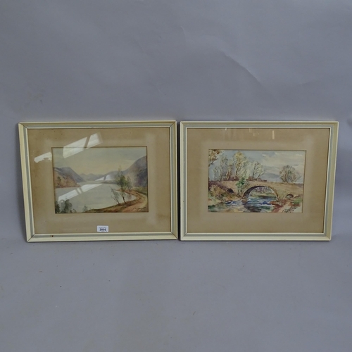 2805 - J K Maxton, pair of watercolours, landscape views, 40cm x 56cm overall, framed