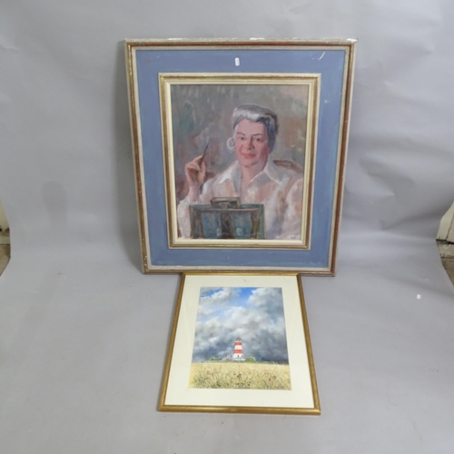 2827 - A group of pictures to include John Hughes watercolour, a cloud study Happisburgh, mid-century oil o... 