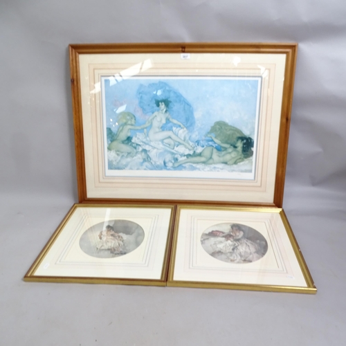 2837 - William Russell Flint, 3 framed coloured prints, largest 74cm x 96cm