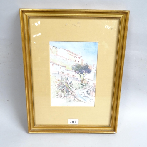 2856 - E Crawford, watercolour, Continental town scene