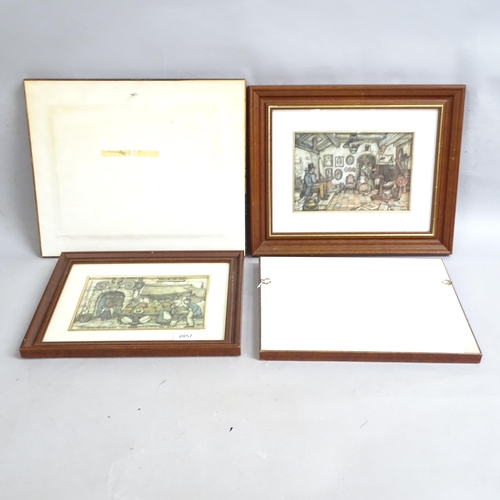 2857 - A group of 4 x 3-D decoupage pictures, various scenes including wurlitzer, fruit stall etc, all fram... 