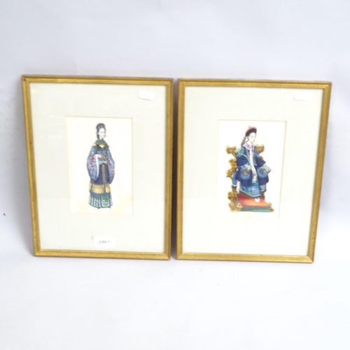 2861 - A pair of Chinese gouaches on rice paper, study of ceremonial figures