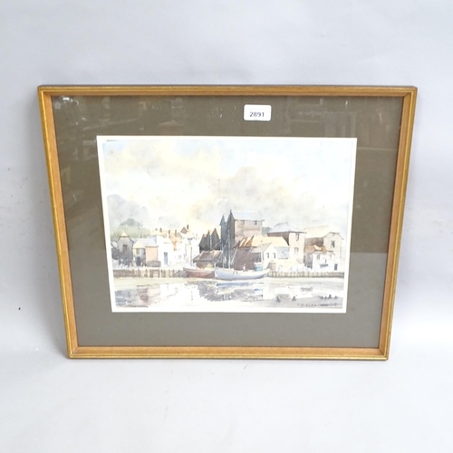 2891 - R W Aldridge, watercolour, Strand Quay, Rye, 1970, 28cm x 36cm, framed