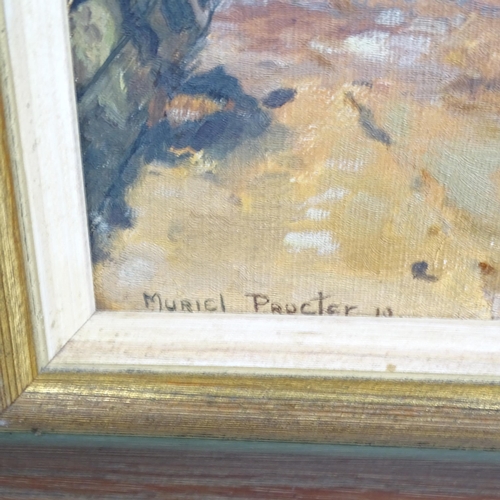 2893 - Muriel Procter, oil on canvas, coastal scene, signed, 25cm x 35cm, framed