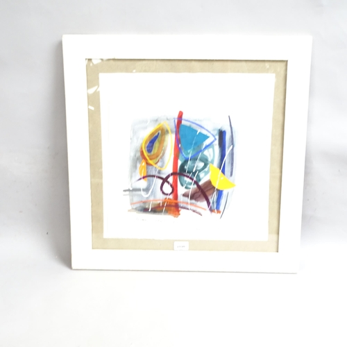 2898 - Contemporary watercolour/gouache abstract on paper, Human Volatility, indistinctly signed in pencil,... 