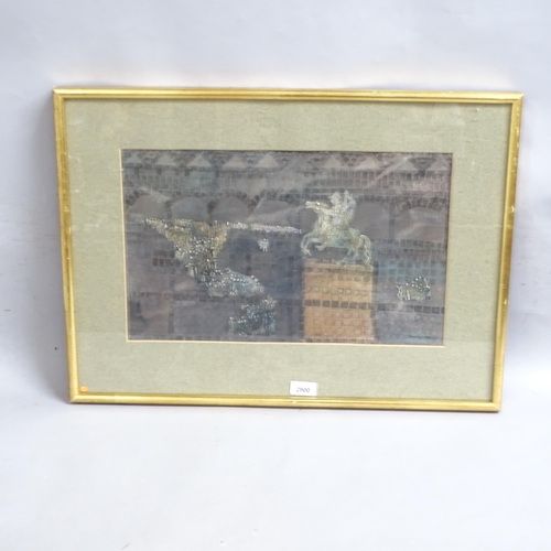 2900 - J Martin, mixed media, abstract, signed and dated 1963, 11