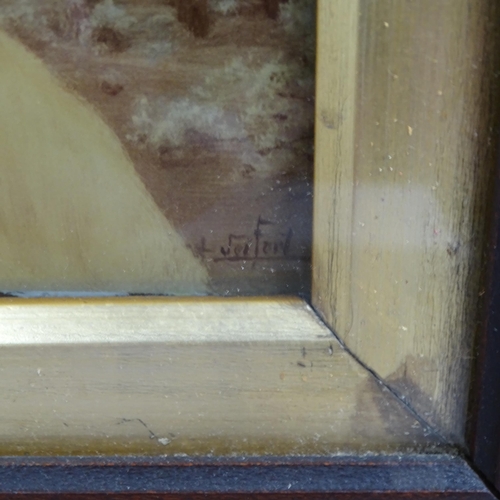 2902 - Hand coloured reverse print behind convex glass panel, portrait of a young girl, in original relief ... 