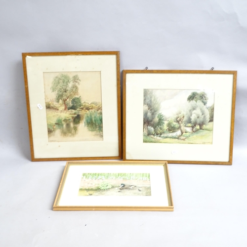 2904 - R L Browning, pair of watercolours, landscape views, pair of Continental etchings, building studies,... 