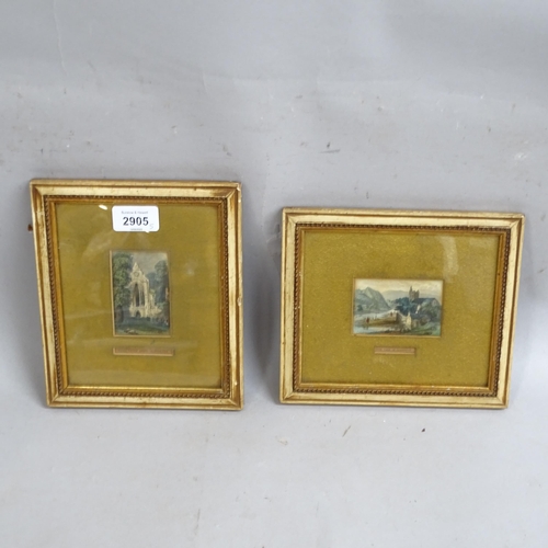 2905 - A group of pictures, to include an oil on board, landscape, in gilt-gesso frame, a framed miniature ... 