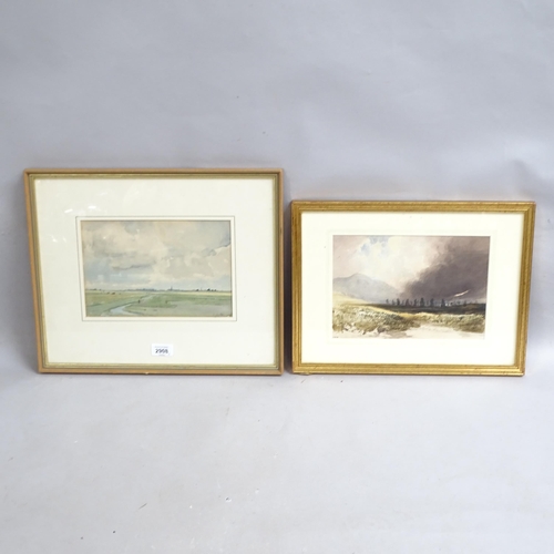 2908 - J Walters, watercolour, landscape, and another, storm-swept landscape, by a different hand, both fra... 