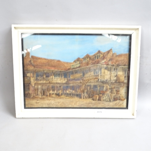 2910 - Ruth Harman, watercolour, Tabard in Southwark, signed, 31cm x 45cm, framed