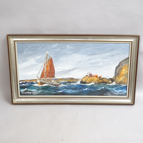 2924 - Kurt-Eric Heinomen (Finnish), oil on canvas, Islandsberg Skafto, signed with artist's label, 43cm x ... 