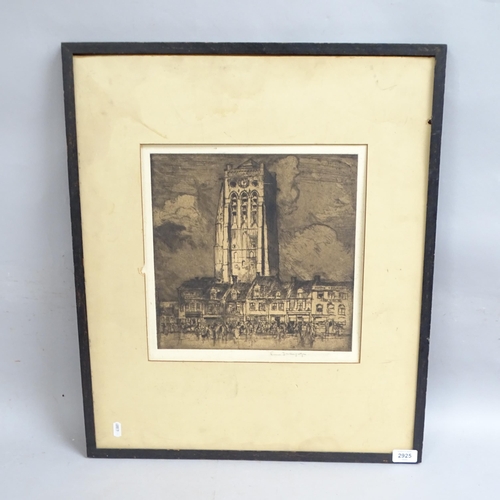 2925 - Frank Brangwyn (1867-1956), an etching of St Nicholas church, Furnes, signed, 33cm x 32cm