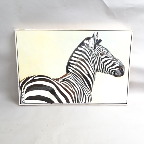 2949 - Clive Fredriksson, oil on canvas, zebra study, 62cm x 92cm, framed