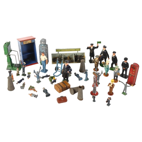 40 - A quantity of Vintage Britains railway accessories, and various Hornby associated items, including c... 