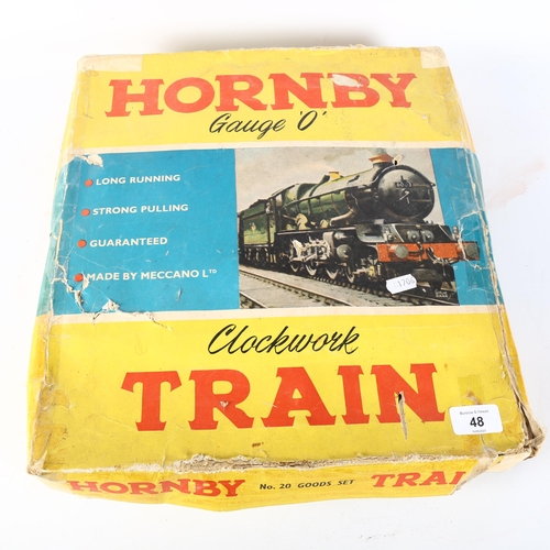 48 - HORNBY - a Hornby O gauge clockwork train set, set No. 20, the Goods set, in original box