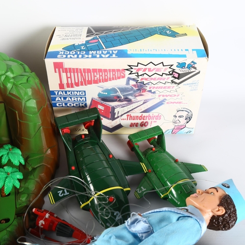 71 - THUNDERBIRDS - a Carlton Tracy Island part play set, 2 Thunderbird puppets, and a Wesco Thunderbirds... 