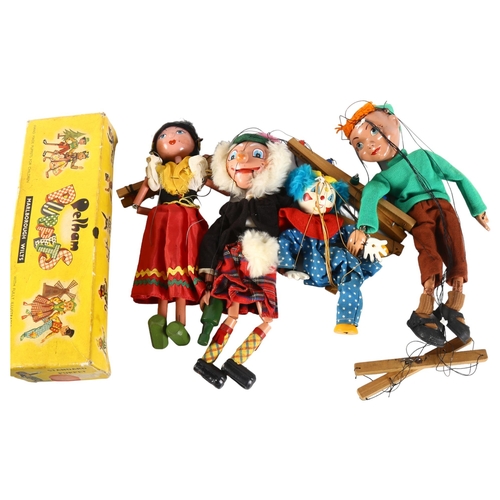 80 - PELHAM PUPPETS - a group of 4 Pelham Puppets, including gypsy girl, a blue-haired clown, a Scotsman ... 