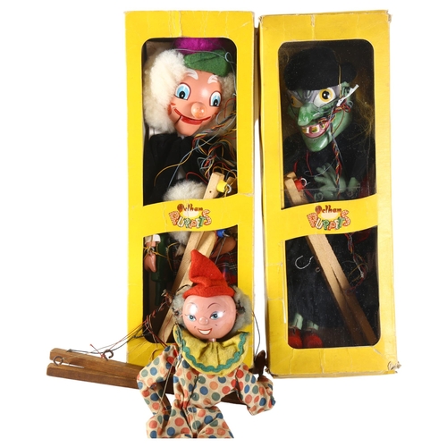 86 - PELHAM PUPPETS - a group of 3 boxed Pelham Puppets, including Macboozle, Pelham witch, and a clown (... 