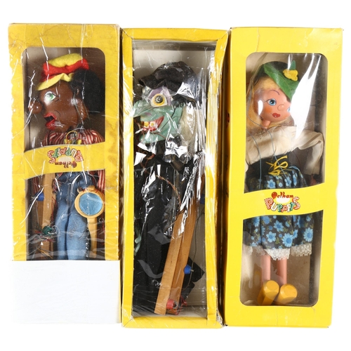 87 - PELHAM PUPPETS - a group of 3 boxed Pelham Puppets, including Mitzi, Pelham witch, and 1 other