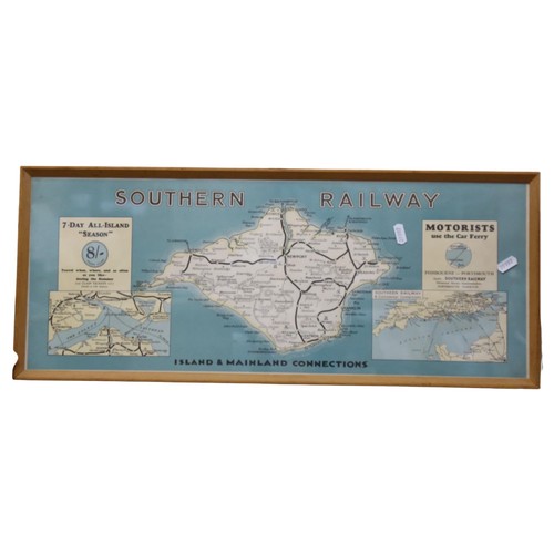 362 - SOUTHERN RAILWAY - a map depicting the rail routes of Island and Mainland connections to the Isle of... 