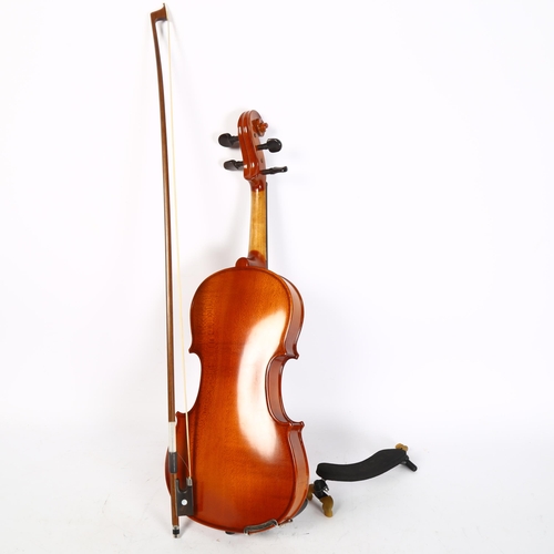 497 - A modern half-size violin, cased, L32cm