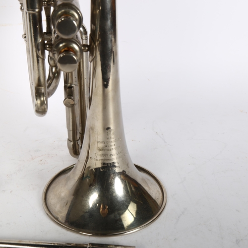 499 - A Vintage French cornet, maker's mark J.T.L Hors Concours, Paris, inscription on the cornet 