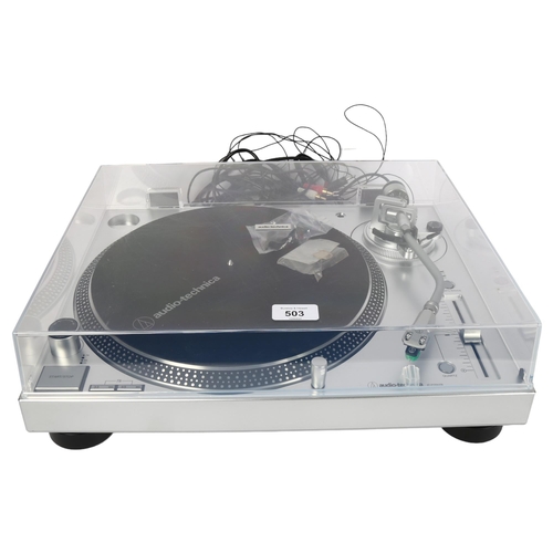 503 - Audio Technica, AT-LP120X-USB direct drive turntable, silver