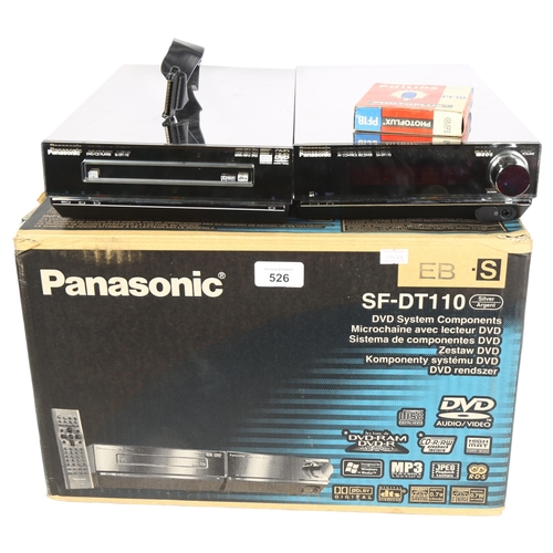 526 - A Panasonic SF-DT110 DVD component system, with DVD player and AV control tuner/amp with remote cont... 