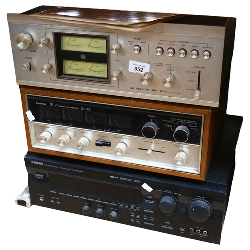 552 - A Yamaha Natural Sound AB receiver, ref. RX-V595RDS, a Sansui 4-channel rear amplifier, ref. QS-500,... 