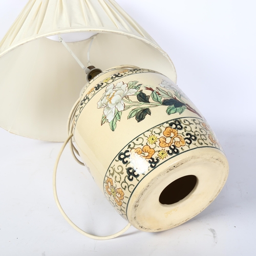 564 - A modern ceramic Chinese table-top lamp, with associated shade, height including shade 54cm