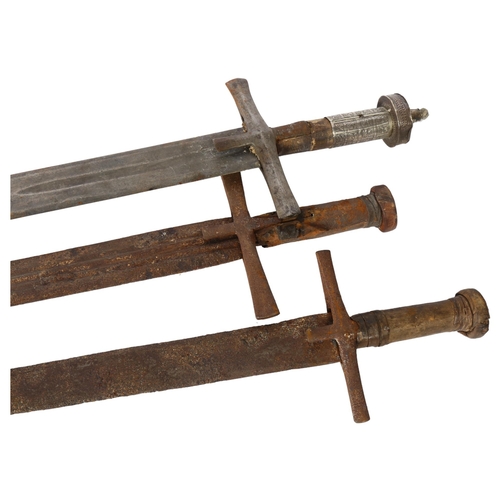 567 - A group of 3 Antique swords, Middle Eastern design, largest 115cm (3)